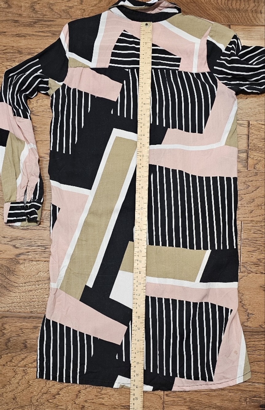 KAFFE KAverena SHIRT DRESS Geometric Print Long Sleeve Button Down Womens 34 - Picture 10 of 11